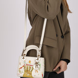 Rare Christian Dior x Spencer Sweeney 2015 Blanc Leather Diorodeo Embroidered Mini Lady Bag
