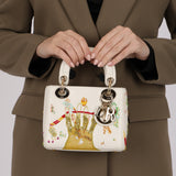 Rare Christian Dior x Spencer Sweeney 2015 Blanc Leather Diorodeo Embroidered Mini Lady Bag