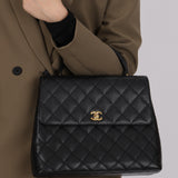 Chanel 2002 Caviar Turnlock Jumbo Kelly 24K GP