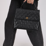 Chanel 2002 Caviar Turnlock Jumbo Kelly 24K GP