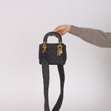 Dior 2017 Studded Washed Denim Cannage Mini Lady Dior