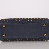 Dior 2017 Studded Washed Denim Cannage Mini Lady Dior