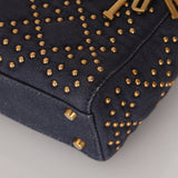Dior 2017 Studded Washed Denim Cannage Mini Lady Dior