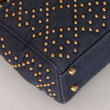 Dior 2017 Studded Washed Denim Cannage Mini Lady Dior