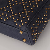 Dior 2017 Studded Washed Denim Cannage Mini Lady Dior