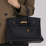 Hermès 2003 Bleu Marine Courchevel Birkin 35 Retourne GHW
