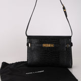 Saint Laurent Croc Embossed Manhattan Shoulder Bag