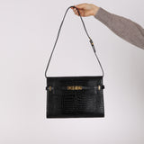 Saint Laurent Croc Embossed Manhattan Shoulder Bag