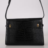 Saint Laurent Croc Embossed Manhattan Shoulder Bag