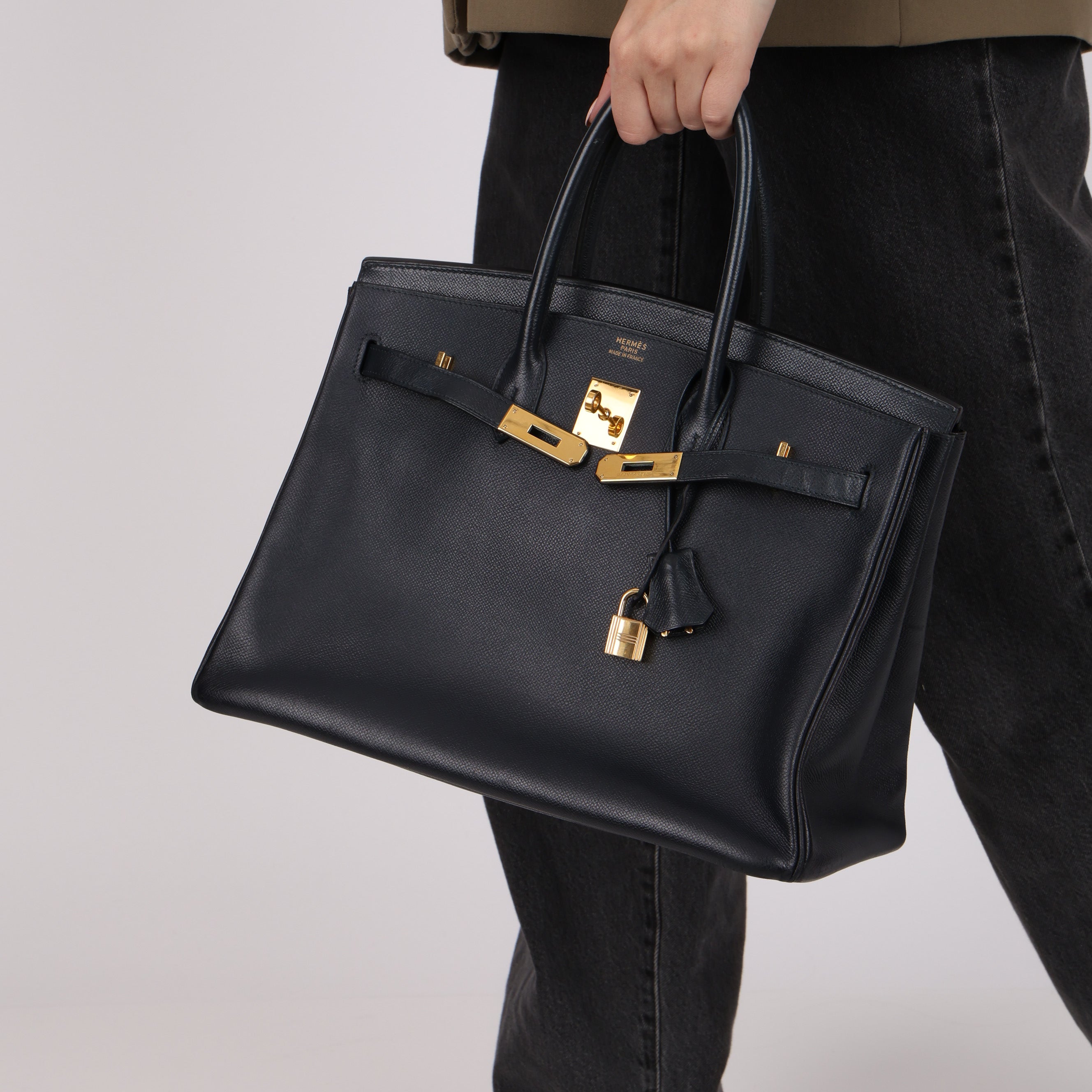Hermès 2003 Bleu Marine Courchevel Birkin 35 Retourne GHW