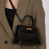 Ultra-Rare Hermès 1962 Noir Box Top Handle Kelly 20 Sellier GHW