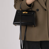 Ultra-Rare Hermès 1962 Noir Box Top Handle Kelly 20 Sellier GHW