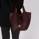 Hermès 2015 Prune Clemence & Orange Poppy Swift Éclat Picotin 26 GHW