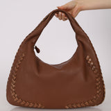 Rare Bottega Veneta Cognac Intrecciato Anaconda Trim Medium Hobo