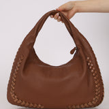 Rare Bottega Veneta Cognac Intrecciato Anaconda Trim Medium Hobo