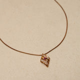 18K Yellow Gold Ruby and Diamond Triple Row Pendant Necklace