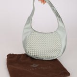 Bottega Veneta Satin Light Cyan Intrecciato Mini Hobo