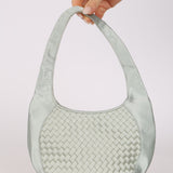 Bottega Veneta Satin Light Cyan Intrecciato Mini Hobo