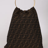 Fendi Zucca Canvas Gold Hoop Handle Tote