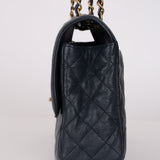 Chanel 2016 Navy Crumpled Caviar Two-Tone Small Flap Bag