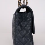 Chanel 2016 Navy Crumpled Caviar Two-Tone Small Flap Bag