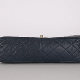 Chanel 2016 Navy Crumpled Caviar Two-Tone Small Flap Bag