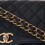 Chanel 2016 Navy Crumpled Caviar Two-Tone Small Flap Bag