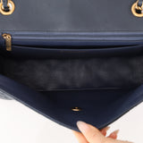 Chanel 2016 Navy Crumpled Caviar Two-Tone Small Flap Bag