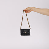 Chanel 2021 Black Lambskin Miss Coco Cardholder on Chain
