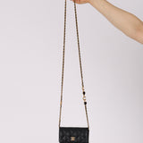 Chanel 2021 Black Lambskin Miss Coco Cardholder on Chain