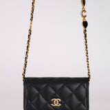 Chanel 2021 Black Lambskin Miss Coco Cardholder on Chain