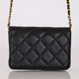 Chanel 2021 Black Lambskin Miss Coco Cardholder on Chain