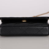 Chanel 2021 Black Lambskin Miss Coco Cardholder on Chain
