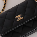 Chanel 2021 Black Lambskin Miss Coco Cardholder on Chain