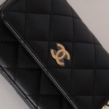 Chanel 2021 Black Lambskin Miss Coco Cardholder on Chain