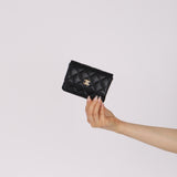 Chanel 2021 Black Lambskin Miss Coco Cardholder on Chain