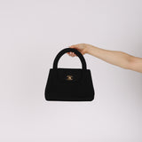 Ultra-Rare Chanel Turnlock Kelly Black Silk Rope 1998 24K GP