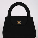 Ultra-Rare Chanel Turnlock Kelly Black Silk Rope 1998 24K GP