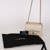Chanel 2020 Metallic Champagne Gold Calfskin Mini Square Flap Bag GHW