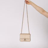 Chanel 2020 Metallic Champagne Gold Calfskin Mini Square Flap Bag GHW