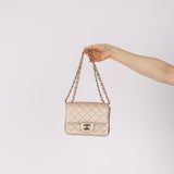 Chanel 2020 Metallic Champagne Gold Calfskin Mini Square Flap Bag GHW