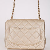 Chanel 2020 Metallic Champagne Gold Calfskin Mini Square Flap Bag GHW