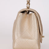 Chanel 2020 Metallic Champagne Gold Calfskin Mini Square Flap Bag GHW