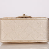 Chanel 2020 Metallic Champagne Gold Calfskin Mini Square Flap Bag GHW