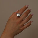 Van Cleef & Arpels 18K White Gold Diamond Mother of Pearl Vintage Alhambra Ring