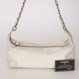 Limited Edition Chanel 2004 Creme Jacquard Paris-Ginza Medium Olsen Shoulder Bag