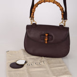 Gucci Dark Plum 1947 Bamboo Turnlock Handle Bag