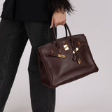 Hermès 2002 Havane Gulliver Birkin 35 Retourne GHW