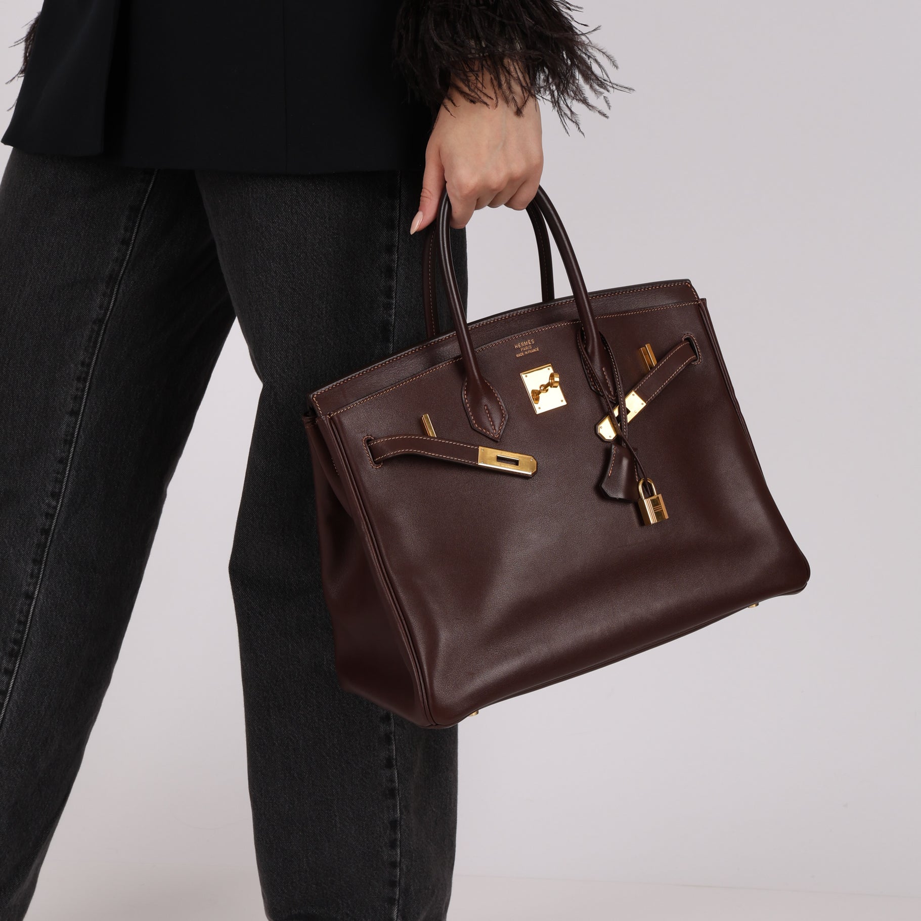 Hermès 2002 Havane Gulliver Birkin 35 Retourne GHW