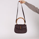 Gucci Dark Plum 1947 Bamboo Turnlock Handle Bag